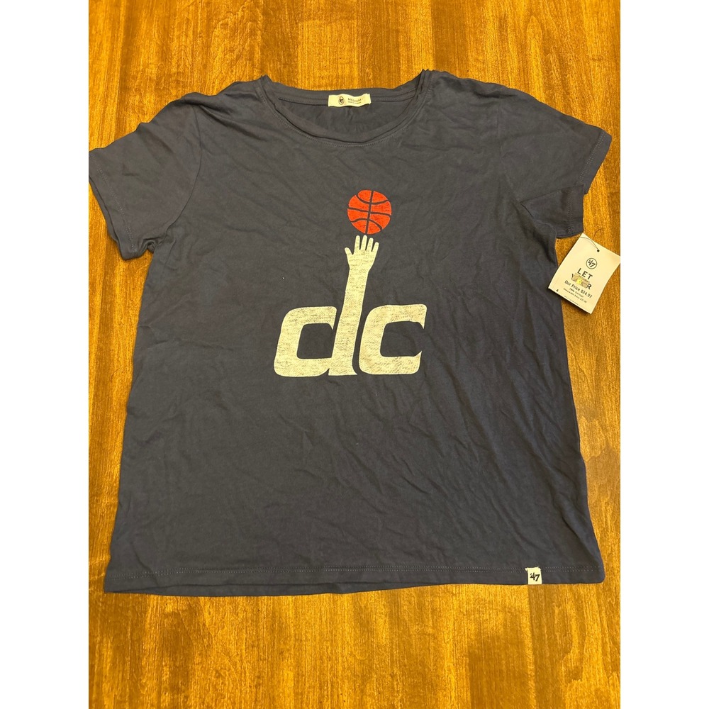'47 Brand NBA Washington Wizards T-Shirt Women Medium Blue Distressed Logo 40034